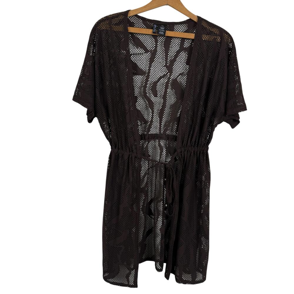 Anne Cole Collection Women Swimsuit Coverup Small Brown Drawstring Tie Beach